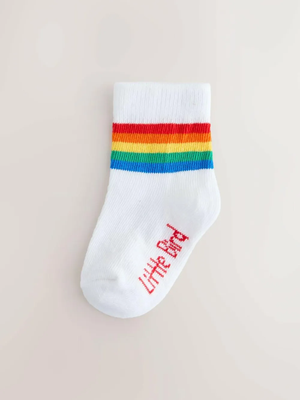 Best Little Bird by Jools Oliver White Bright Rainbow Stripe Socks Baby 5 Pack