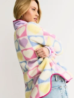 Little Bird by Jools Oliver Multi Heart Colourblock Borg Fleece^Women Hoodies & Sweatshirts|Coats & Jackets