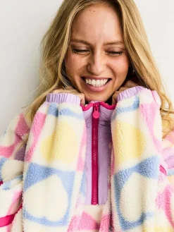 Little Bird by Jools Oliver Multi Heart Colourblock Borg Fleece^Women Hoodies & Sweatshirts|Coats & Jackets