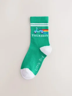 Best Little Bird by Jools Oliver Multi Bright Rainbow Days Of The Week Socks 7 Pack