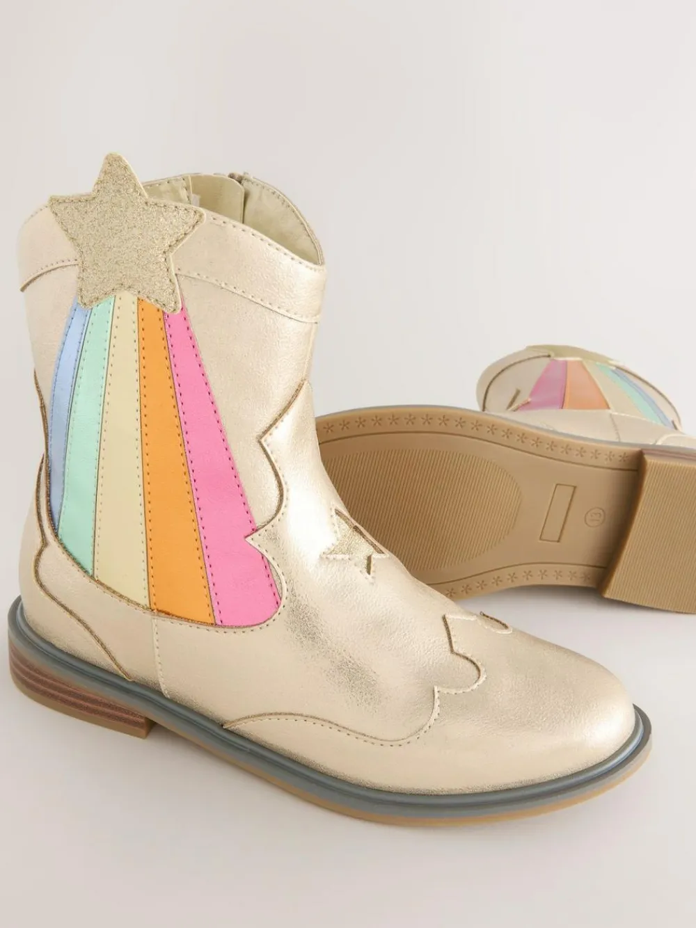 Best Little Bird by Jools Oliver Gold Metallic Western Ankle Boots