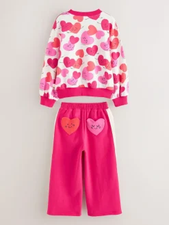 New Little Bird by Jools Oliver Red/Pink Sweater and Joggers Set 2 Piece