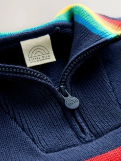 Little Bird by Jools Oliver Navy Knitted Long Sleeve 1/4 Zip Jumper
