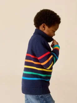 Little Bird by Jools Oliver Navy Knitted Long Sleeve 1/4 Zip Jumper