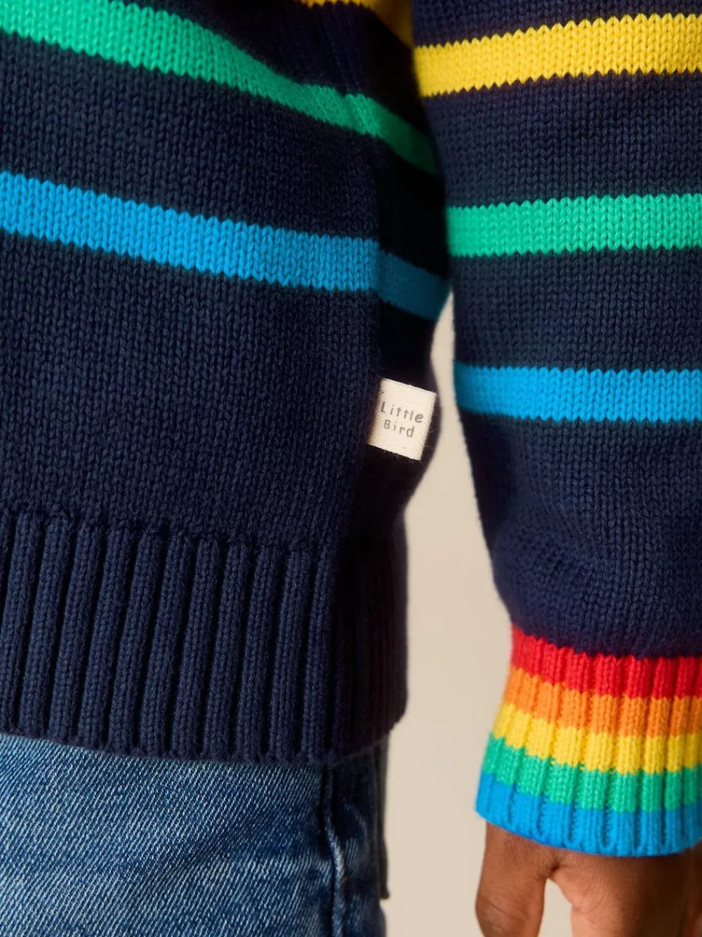 Little Bird by Jools Oliver Navy Knitted Long Sleeve 1/4 Zip Jumper