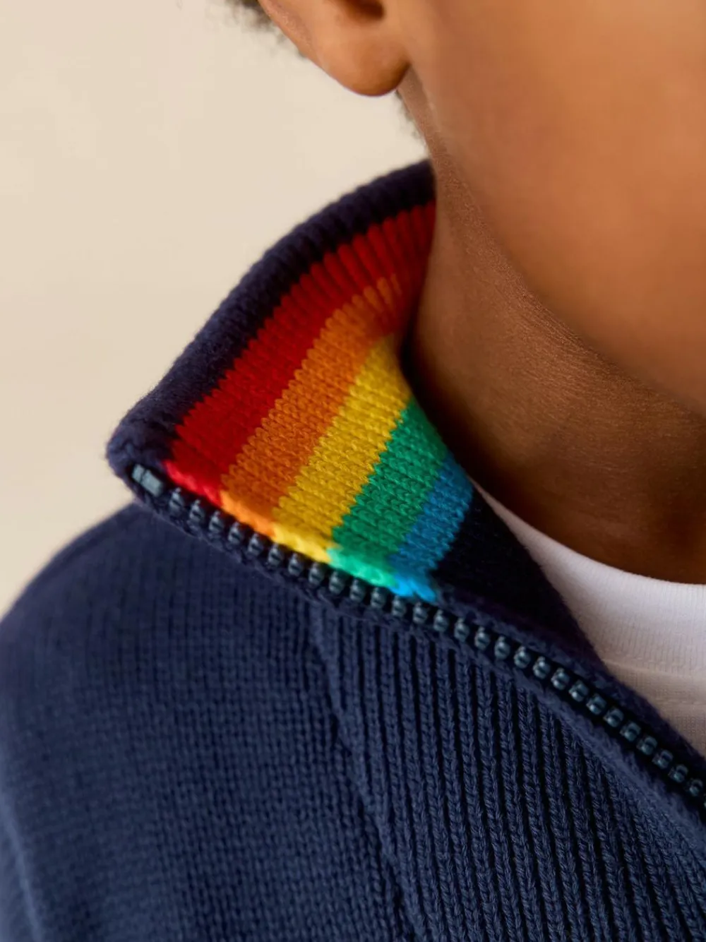 Little Bird by Jools Oliver Navy Knitted Long Sleeve 1/4 Zip Jumper