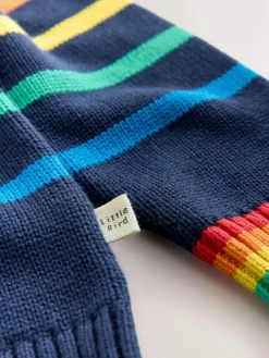 Little Bird by Jools Oliver Navy Knitted Long Sleeve 1/4 Zip Jumper