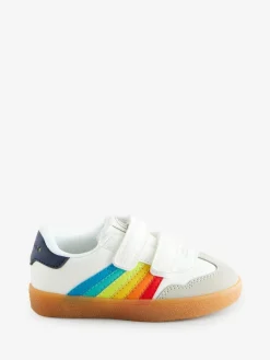 Little Bird by Jools Oliver White Younger Gum Sole Trainers with Rainbow Stripe^BOY Sneakers|Sneakers