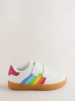 Little Bird by Jools Oliver White Younger Gum Sole Trainers with Rainbow Stripe^ Sneakers|Sneakers