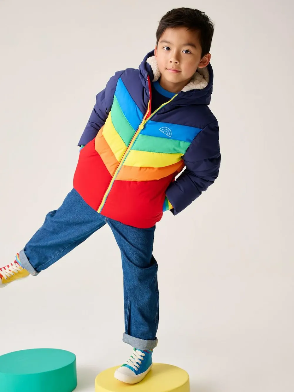 Online Little Bird by Jools Oliver Multi Bright Chevron Shower Resistant Padded Coat