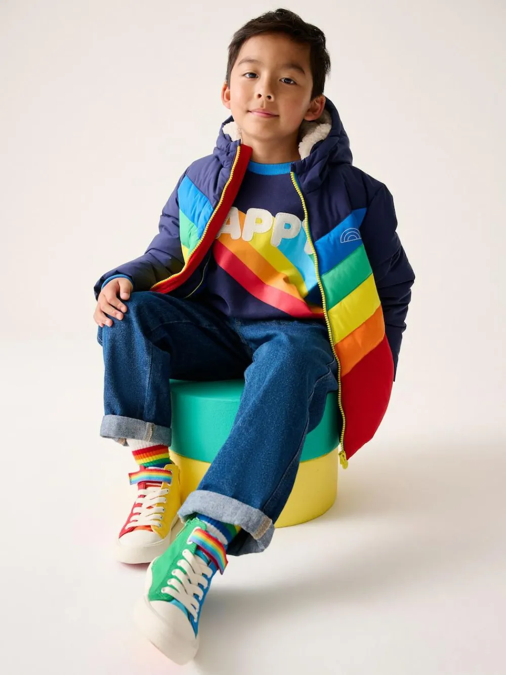 Online Little Bird by Jools Oliver Multi Bright Chevron Shower Resistant Padded Coat