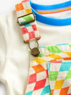 Outlet Little Bird by Jools Oliver Multi Rainbow Checkerboard Twill Dungarees