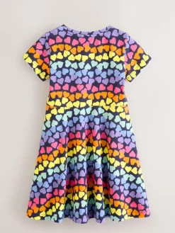 Discount Little Bird by Jools Oliver Rainbow Hearts Short Sleeve Jersey Skater Dress