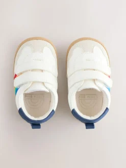 Little Bird by Jools Oliver White Rainbow Tape Gum Sole Trainers Padders^BOY Sneakers|Sneakers