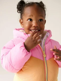 Little Bird by Jools Oliver Pink Pastel Rainbow Colourblock Shower Resistant Snowsuit^ Coats, Jackets & Pramsuits|Coats, Jackets & Pramsuits