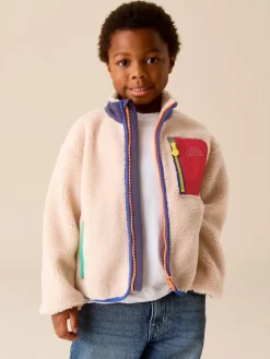 Discount Little Bird by Jools Oliver Cream Colourblock Borg Fleece