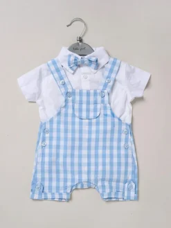 Little Gent 100% Cotton Bodysuit Shirt Dungarees and Bowtie Outfit Set^BOY Dungarees