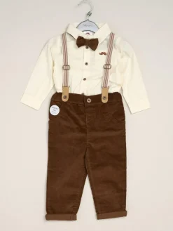 Discount Little Gent Corduroy Bow Tie Mock Shirt and Trousers With Braces Outfit Set