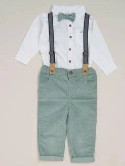 Little Gent Corduroy Bow Tie Mock Shirt and Trousers With Braces Outfit Set^BOY Shirts