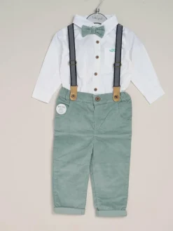 Little Gent Corduroy Bow Tie Mock Shirt and Trousers With Braces Outfit Set^BOY Shirts