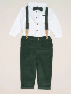 Little Gent Corduroy Bow Tie Mock Shirt and Trousers With Braces Outfit Set^BOY Pants & Chinos|Shirts