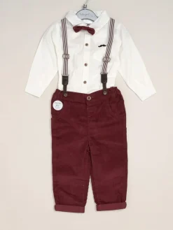 Little Gent Corduroy Bow Tie Mock Shirt and Trousers With Braces Outfit Set^BOY Occasionwear|Shirts