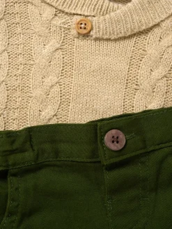 Hot Little Gent True Knit Vest, Bodysuit, Trousers and Bow Tie Brown Set