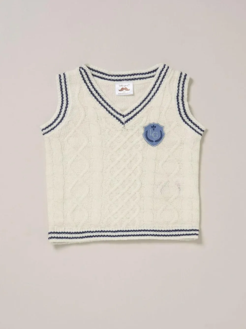 Hot Little Gent True Knit Vest, Bodysuit, Trousers and Bow Tie White Set