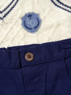 Hot Little Gent True Knit Vest, Bodysuit, Trousers and Bow Tie White Set