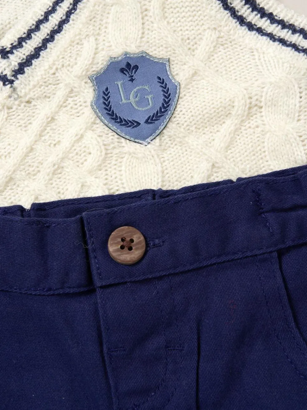 Hot Little Gent True Knit Vest, Bodysuit, Trousers and Bow Tie White Set