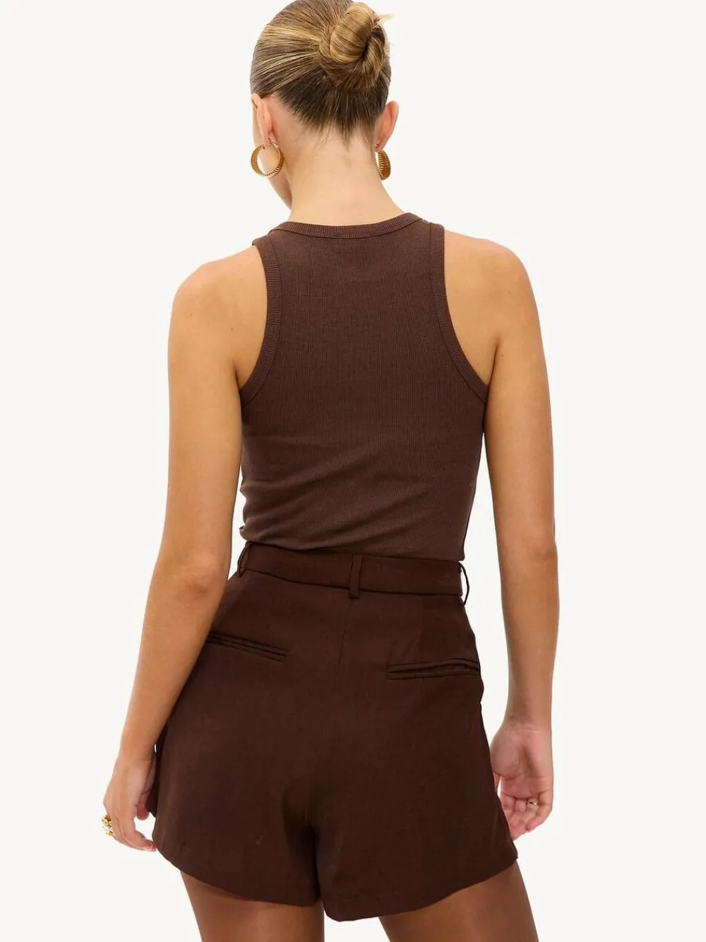 Clearance LOAVIES Embraced By Nature High Waisted Tailored Brown Shorts
