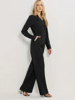 Clearance Long Tall Sally Black Long Sleeve Collar Jumpsuit