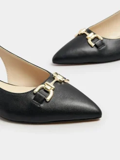 New Long Tall Sally Metal Trim Sling Back Shoes Black