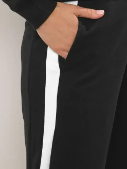 Sale Long Tall Sally Black Ribbed Wide Leg Joggers