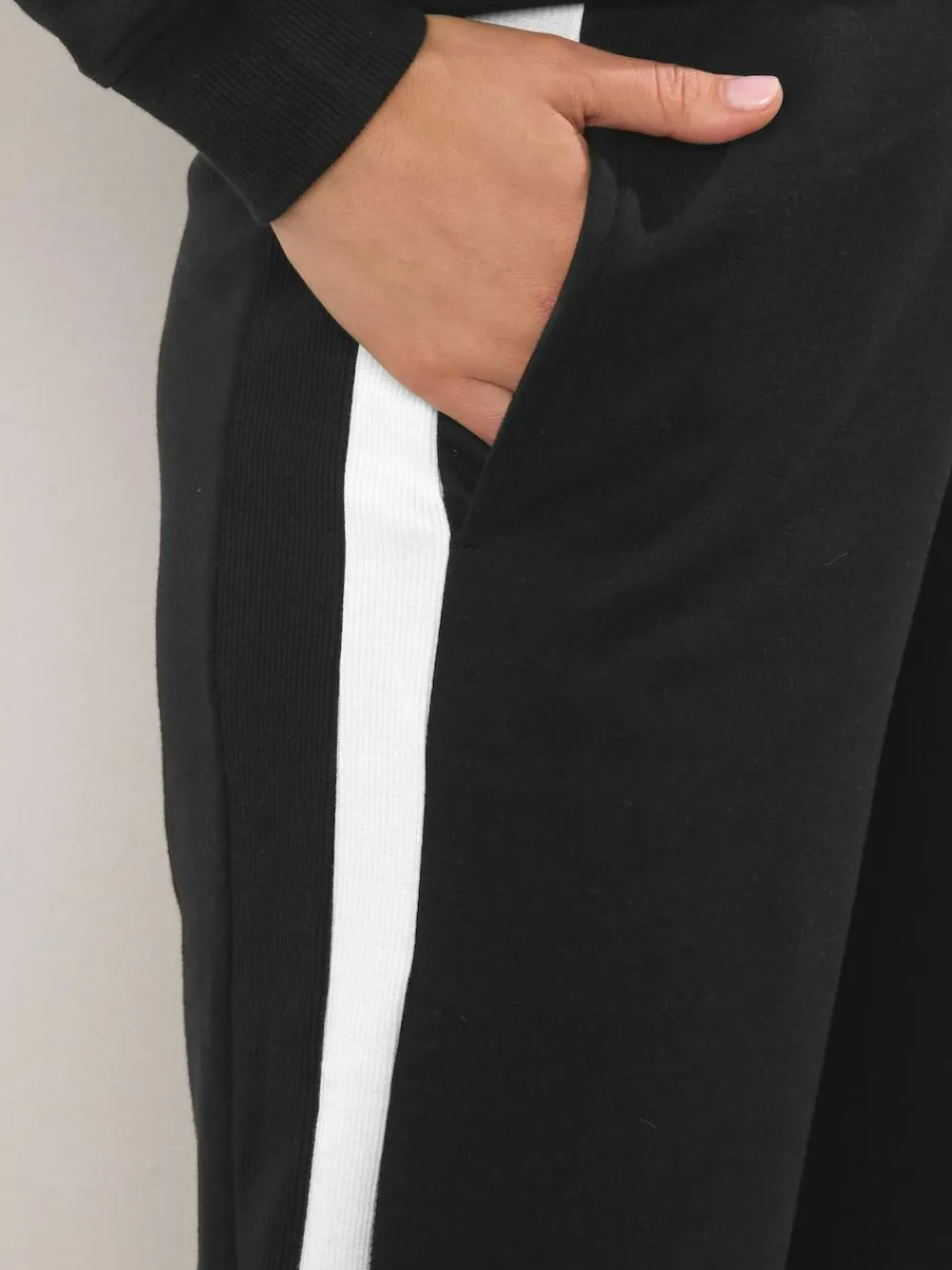 Sale Long Tall Sally Black Ribbed Wide Leg Joggers