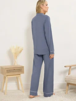 Discount Long Tall Sally Long Sleeve Pyjamas Set Blue