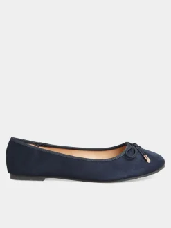 Long Tall Sally Blue Wide-Fit Ballerina Faux Suedette Pumps^Women Flats