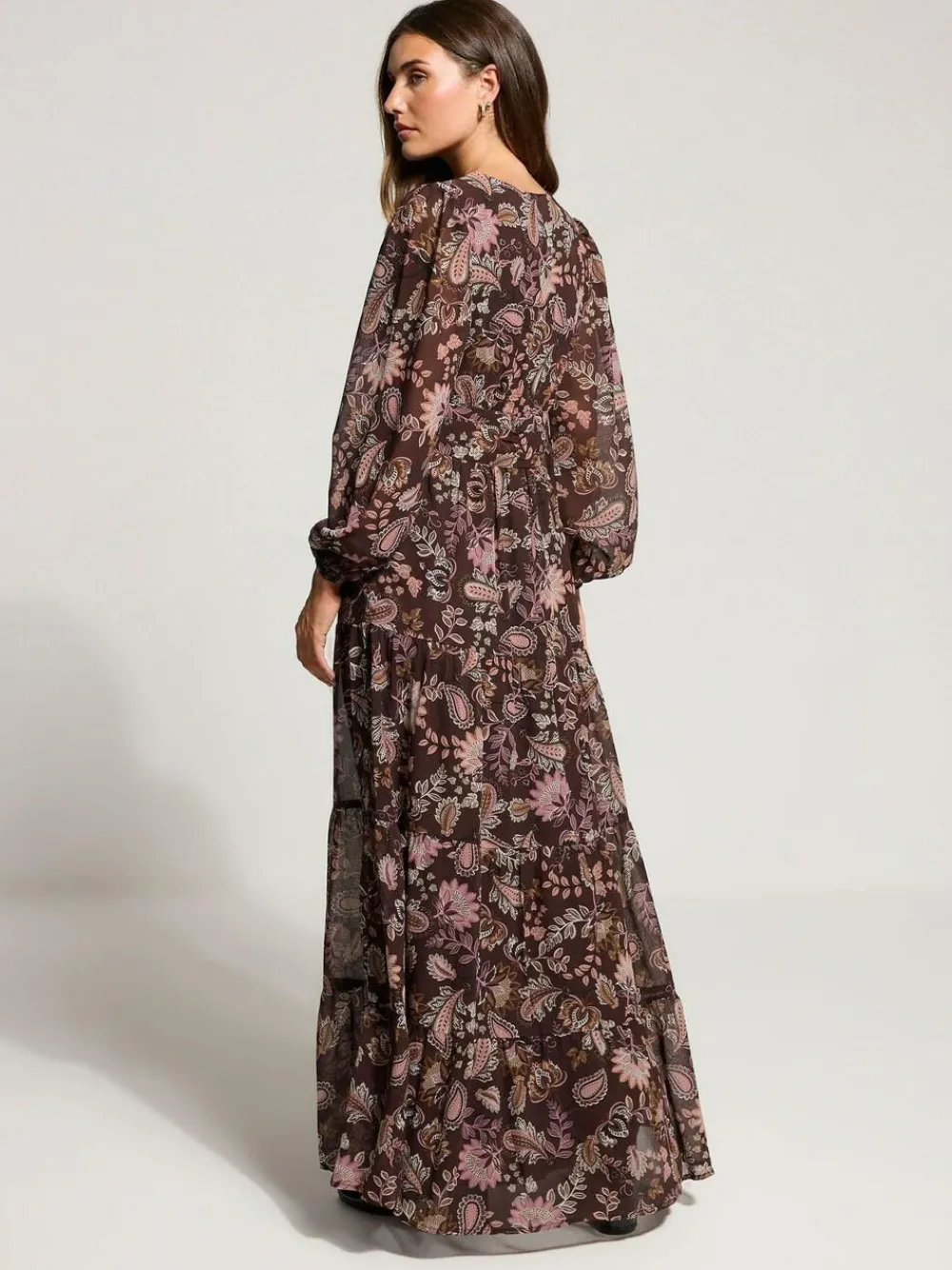Best Long Tall Sally Brown Paisley Georgette Maxi Dress