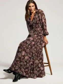 Best Long Tall Sally Brown Paisley Georgette Maxi Dress