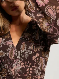 Best Long Tall Sally Brown Paisley Georgette Maxi Dress