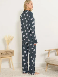Clearance Long Tall Sally Grey Soft Touch Animal Heart Pyjamas Set