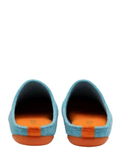 Lotus Blue Textile Flat Mule Slippers^Women Slippers