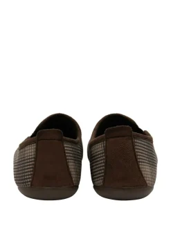 Clearance Lotus Brown Check-Print Full Slippers