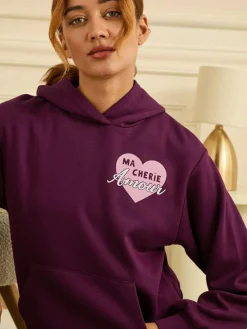 Love & Roses Jersey Loungwear Hoodie Berry Red