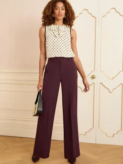 Best Love & Roses Berry Wide Leg Trousers
