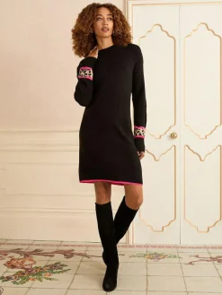 Love & Roses Black Animal Heart Cosy Jumper Dress