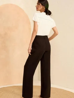 Sale Love & Roses Black Black Wide Leg Trousers