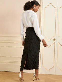 Love & Roses 3D Floral Midi Skirt^Women Skirts