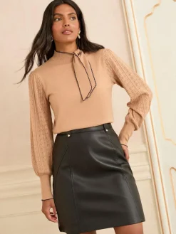 Love & Roses Faux Leather Mini Skirt^Women Skirts