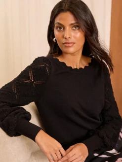 Love & Roses Petite Bobble Stitch Scallop Knit Jumper^Women Knitwear|Knitwear